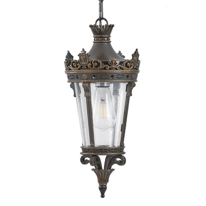 18"H Antique Gold Outdoor Lantern Pendant Light - view 8