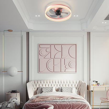 Pink Low Profile Ceiling Fan with Dimmable LED - view 3