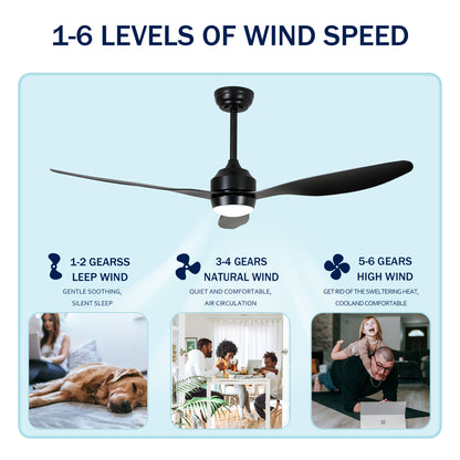52" Matte Black 3-Blade Ceiling Fan with Light - view 16