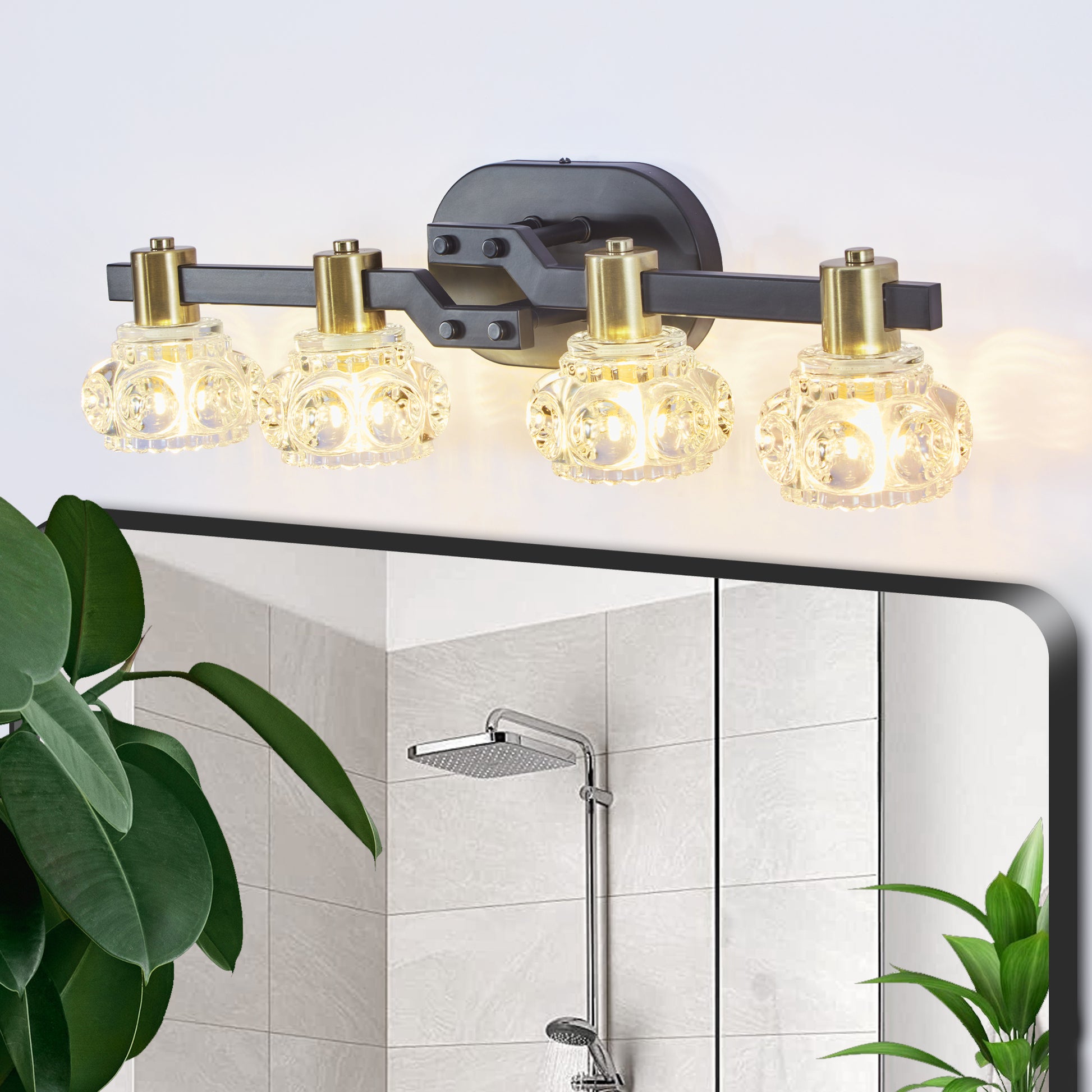24" 4-Light Black Vintage Crystal Wall Sconce - view 2