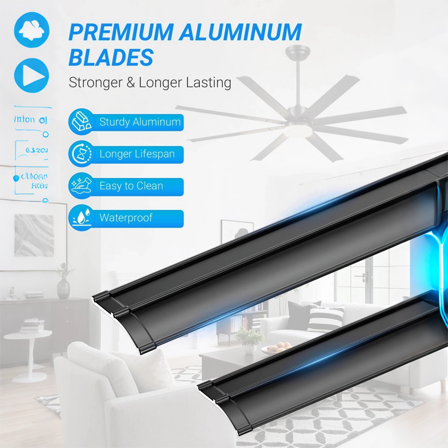 72" Black Industrial Ceiling Fan with Remote - view 15