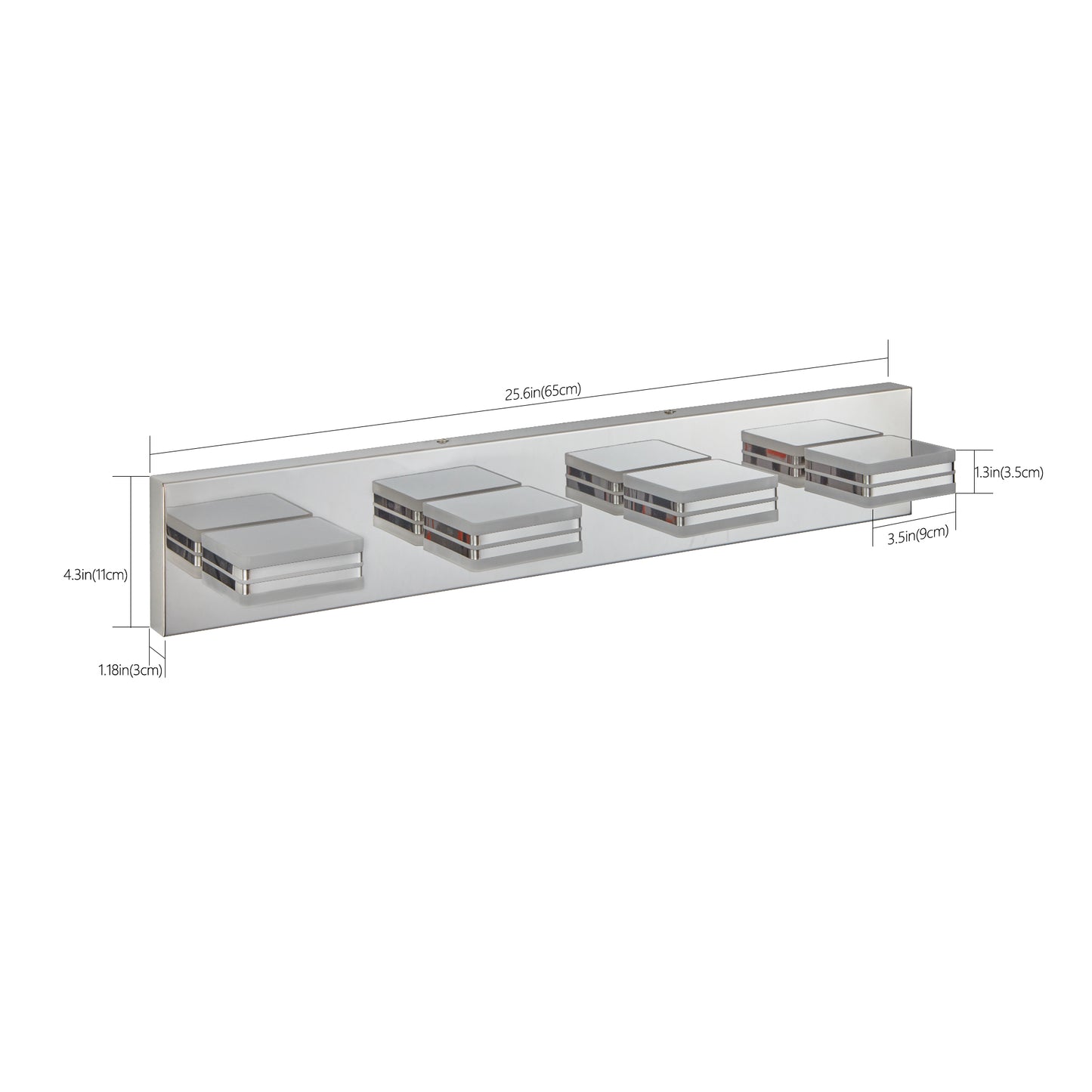 26" 4-Light Chrome LED Vanity Wall Light - view 8