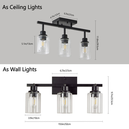 3-Light Black Semi Flush Mount Ceiling Light with Clear Glass - view 8