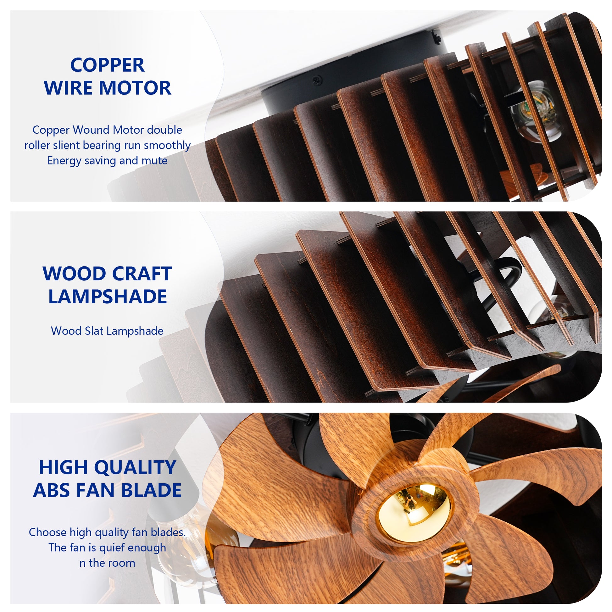 20" Walnut Flush Mount Ceiling Fan with Remote - view 15