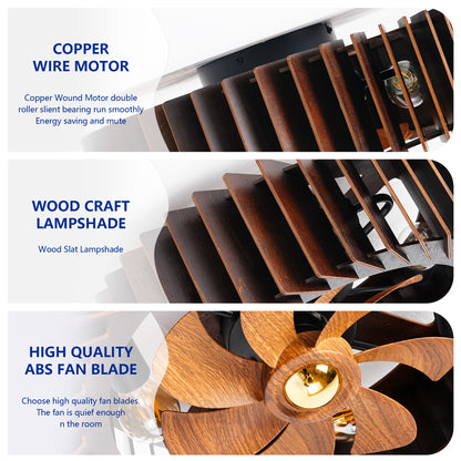 20" Walnut Flush Mount Ceiling Fan with Remote - view 15