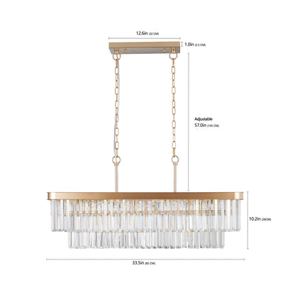 Gold Rectangular Crystal Farmhouse Chandelier - view 9