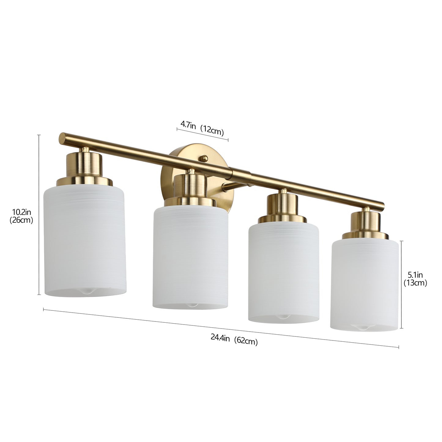 24" 4-Light Gold Vanity Light with Frosted Glass - view 9