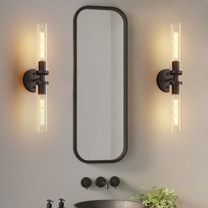 Matte Black Wall Sconce with Clear Glass, Set of 2 - view 3