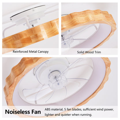 20" Plum Blossom Flush Mount Ceiling Fan with Dimmable LED - view 15