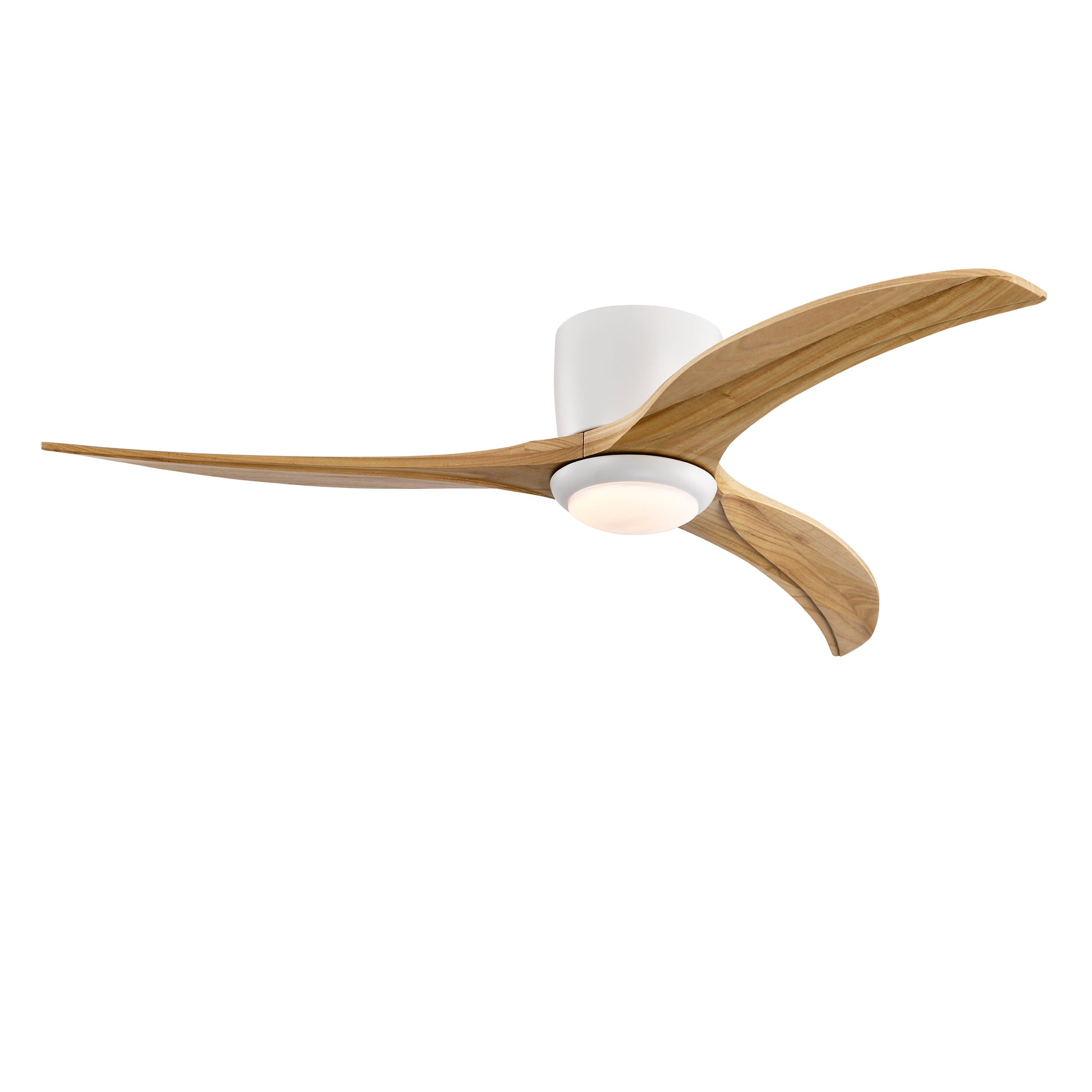 52" Matte White Solid Wood Ceiling Fan with Light & Remote