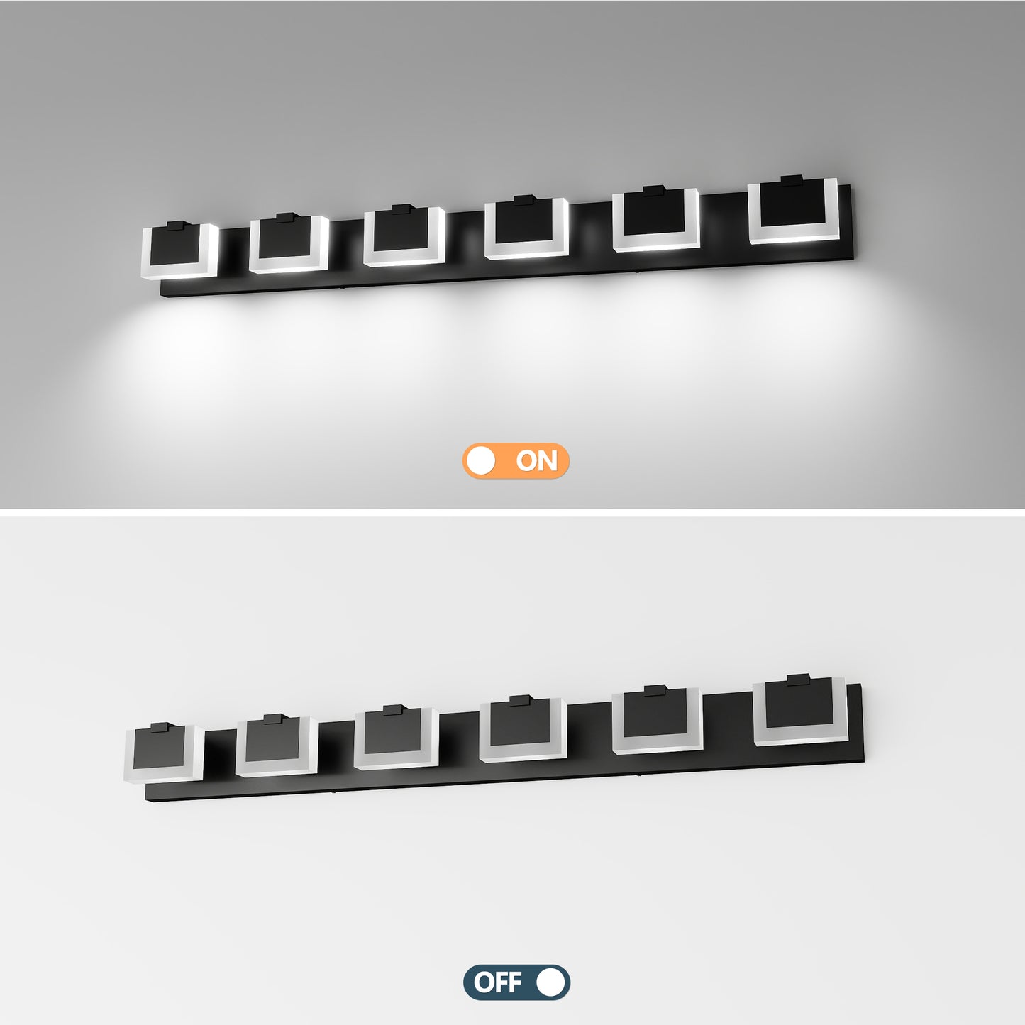 6-Light Matte Black Acrylic LED Vanity Light - view 5