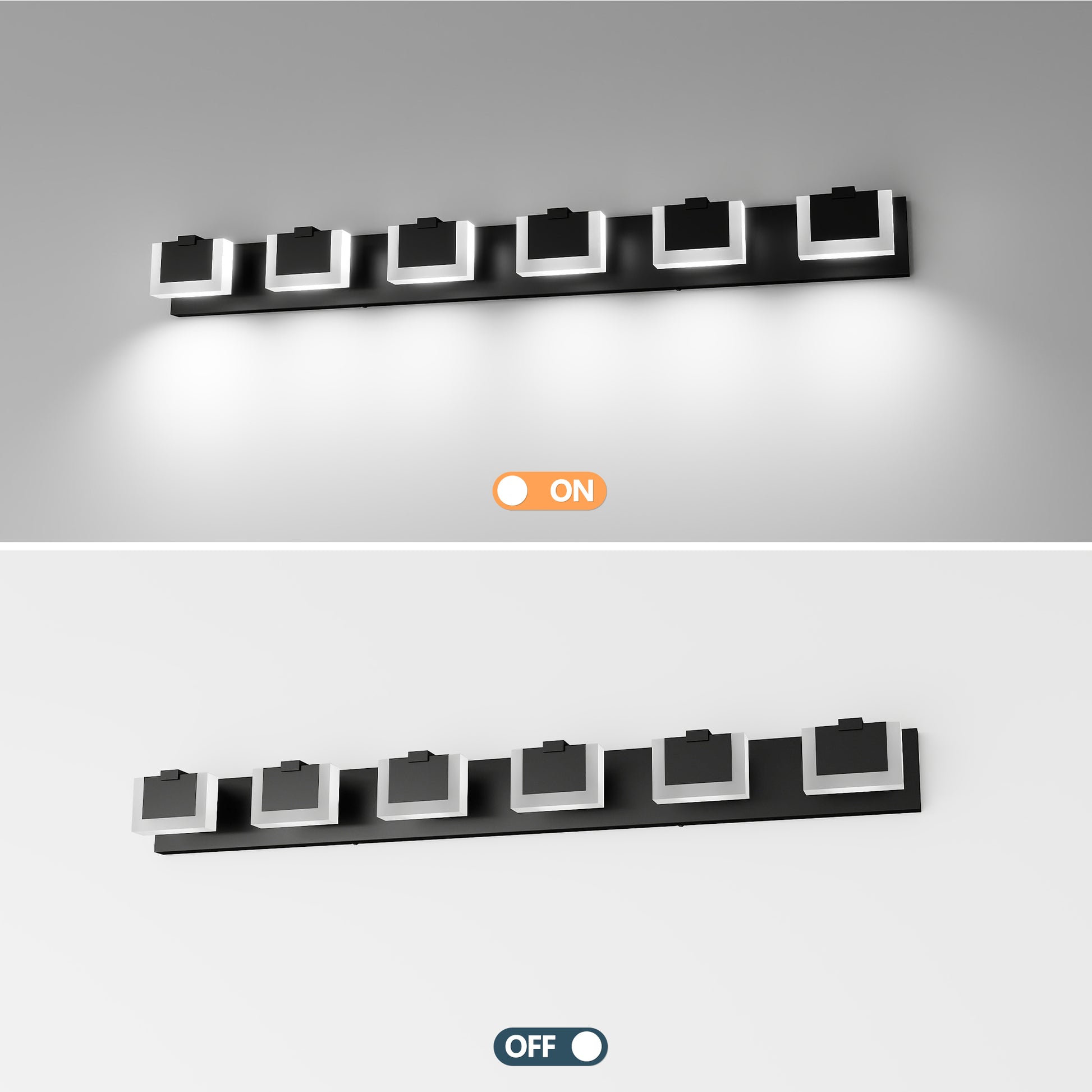 6-Light Matte Black Acrylic LED Vanity Light - view 5