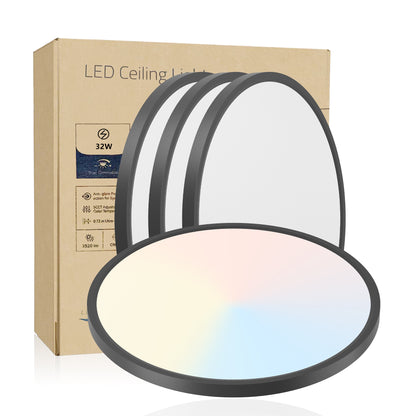 16" Black Dimmable LED Flush Mount Ceiling Light, 4-Pack - view 2