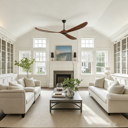 88" Matte Black Solid Wood Ceiling Fan with Remote - view 8