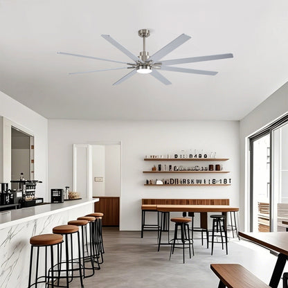 84" Nickel 8-Blade Ceiling Fan with Dimmable LED - view 9