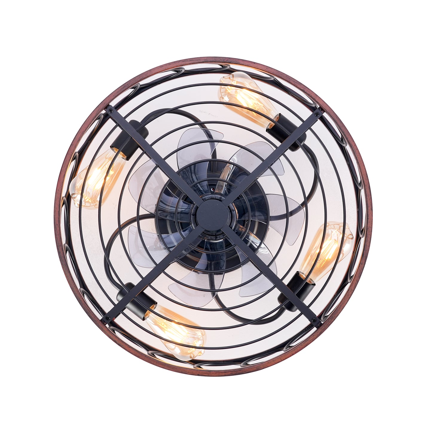 20" Matte Black Caged Ceiling Fan with Remote - view 18