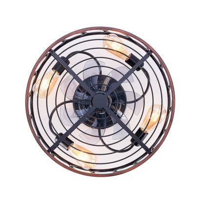 20" Matte Black Caged Ceiling Fan with Remote - view 18