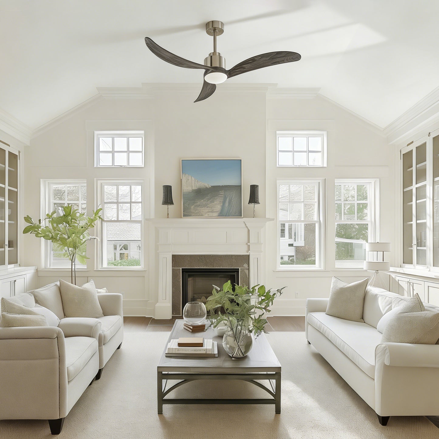 52" Nickel & Wood Ceiling Fan with Remote - view 3