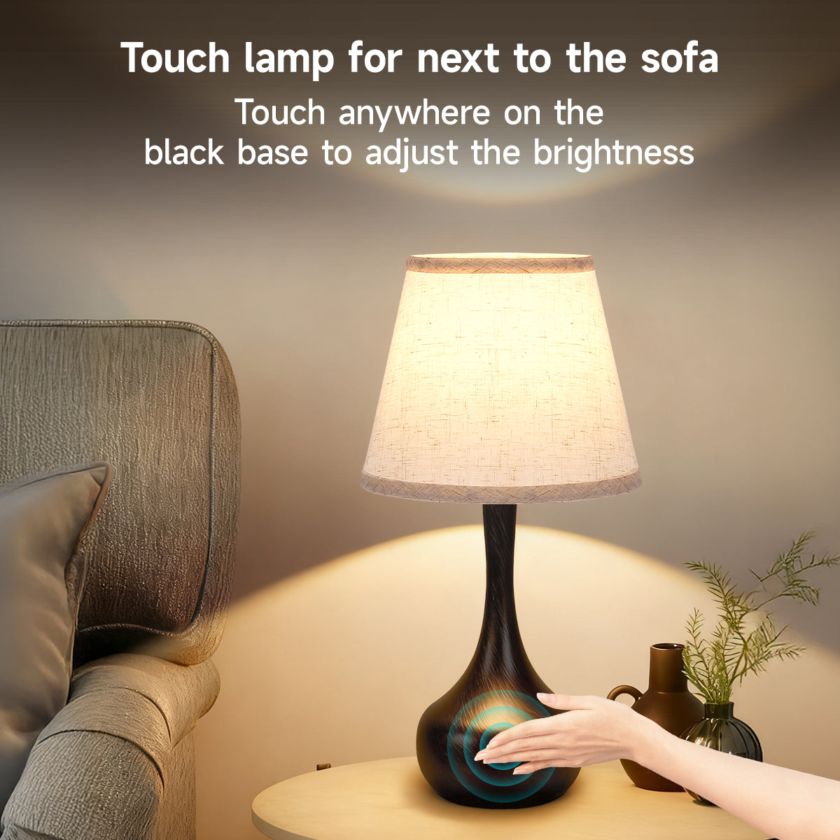 Black & Gold Touch Bedside Table Lamp, Set of 2 - view 5