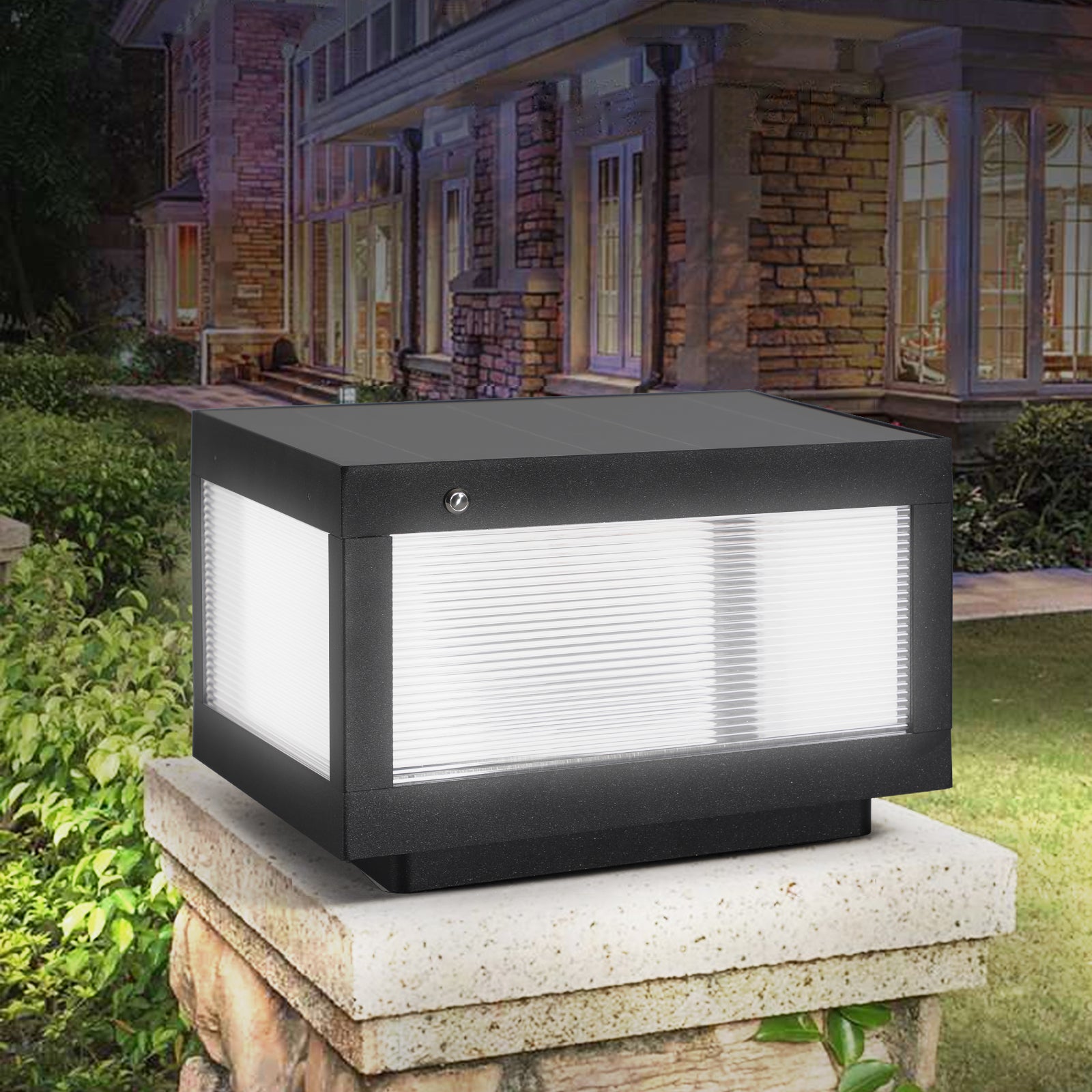 12" Black Solar LED Outdoor Post Cap Light - view 13