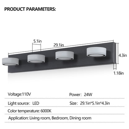 29" Modern 4-Light Black LED Vanity Light - view 9