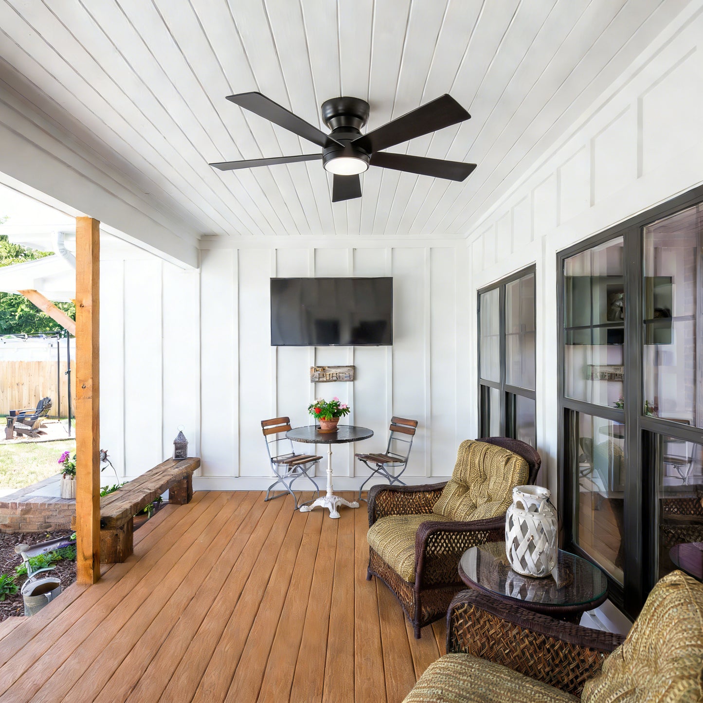 46" Matte Black Plywood Blade Ceiling Fan with Remote - view 5