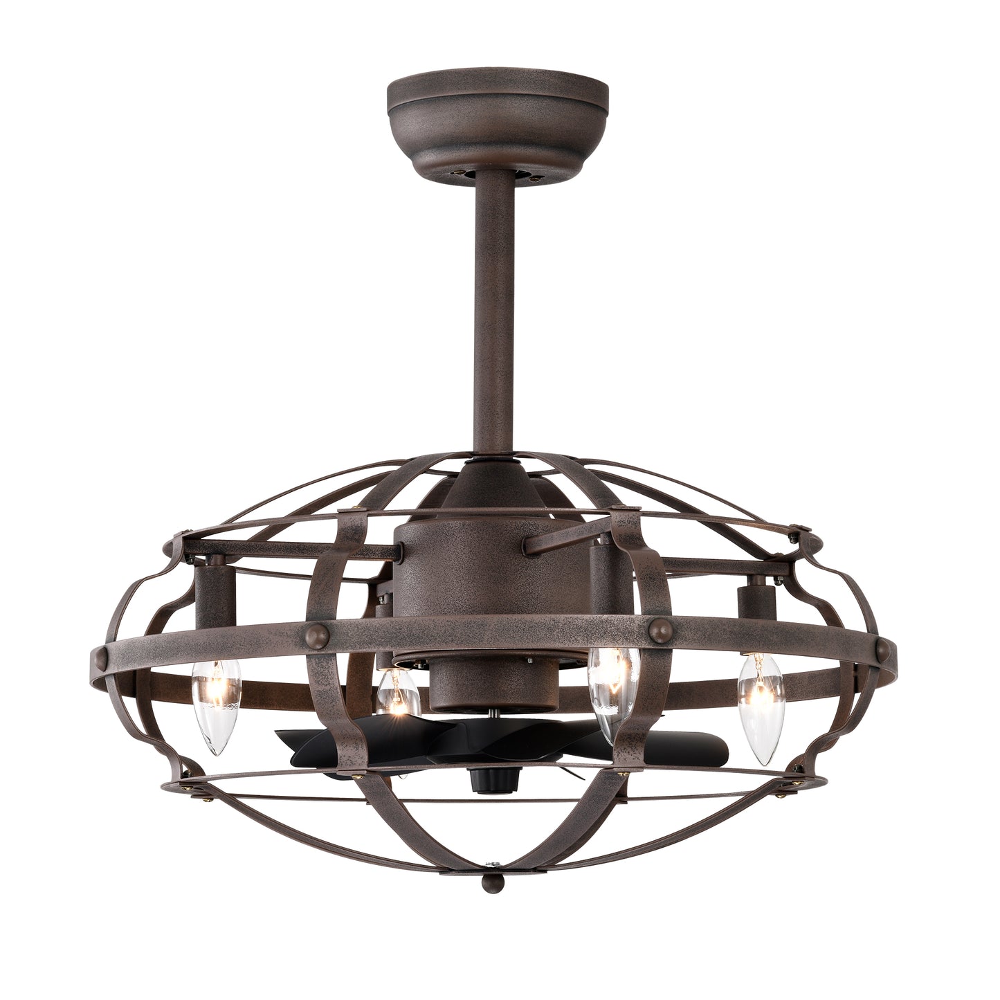 20.63" Rust Red Caged Ceiling Fan with Remote - view 2