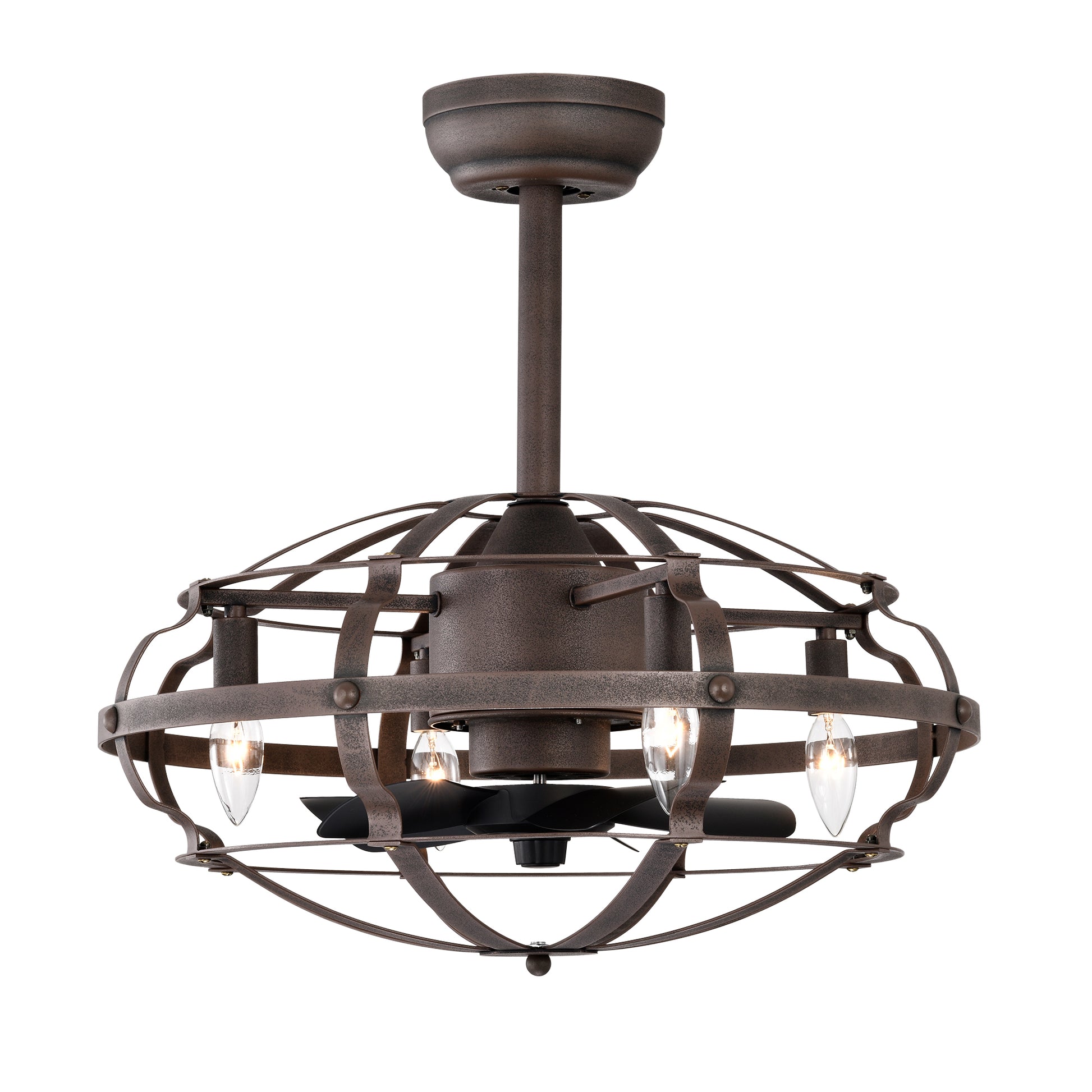 20.63" Rust Red Caged Ceiling Fan with Remote - view 2