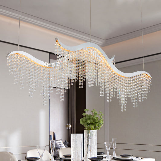 36" Chrome Wave Crystal Chandelier with LED