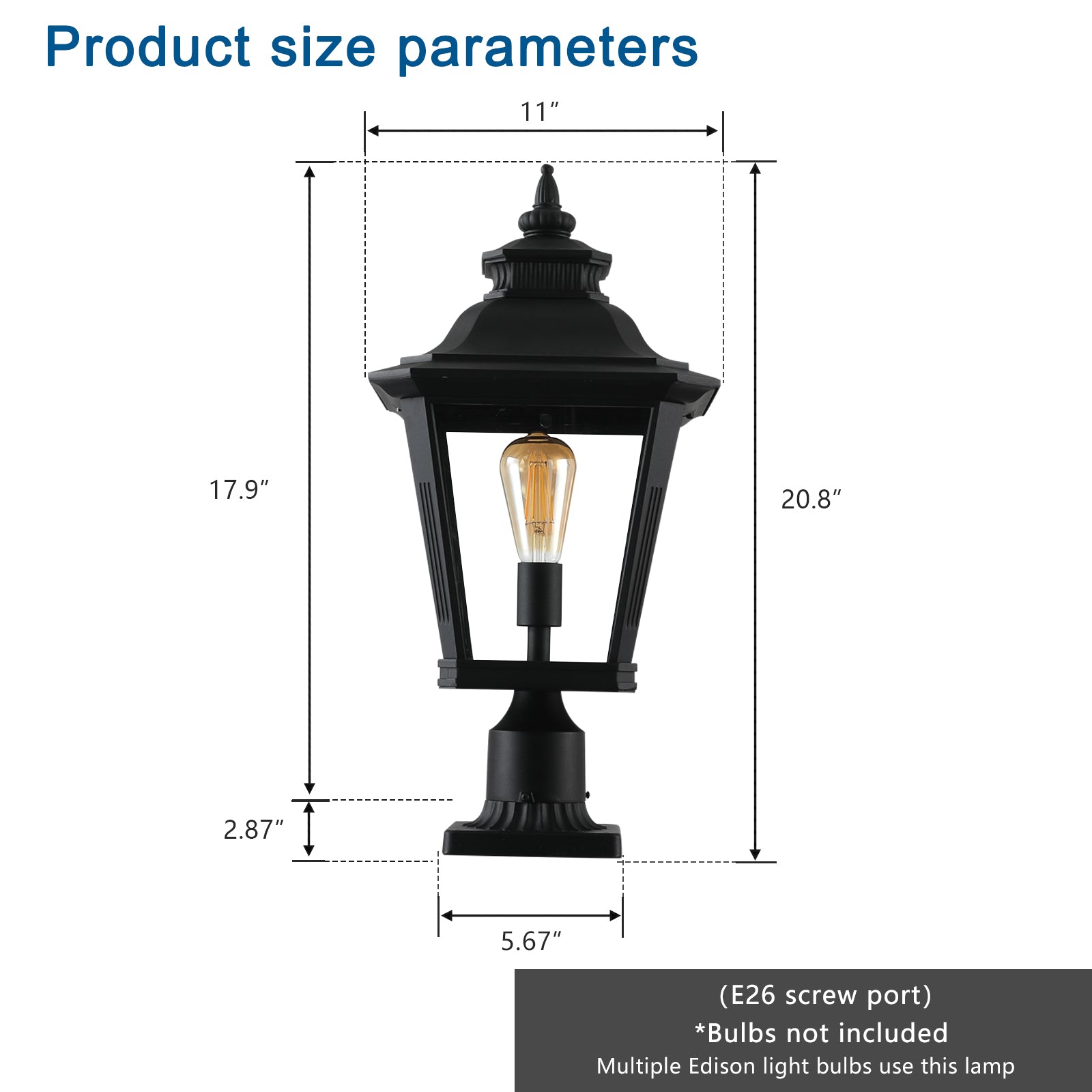 21"H Black Outdoor Post Lantern Light, Set of 2 - view 8
