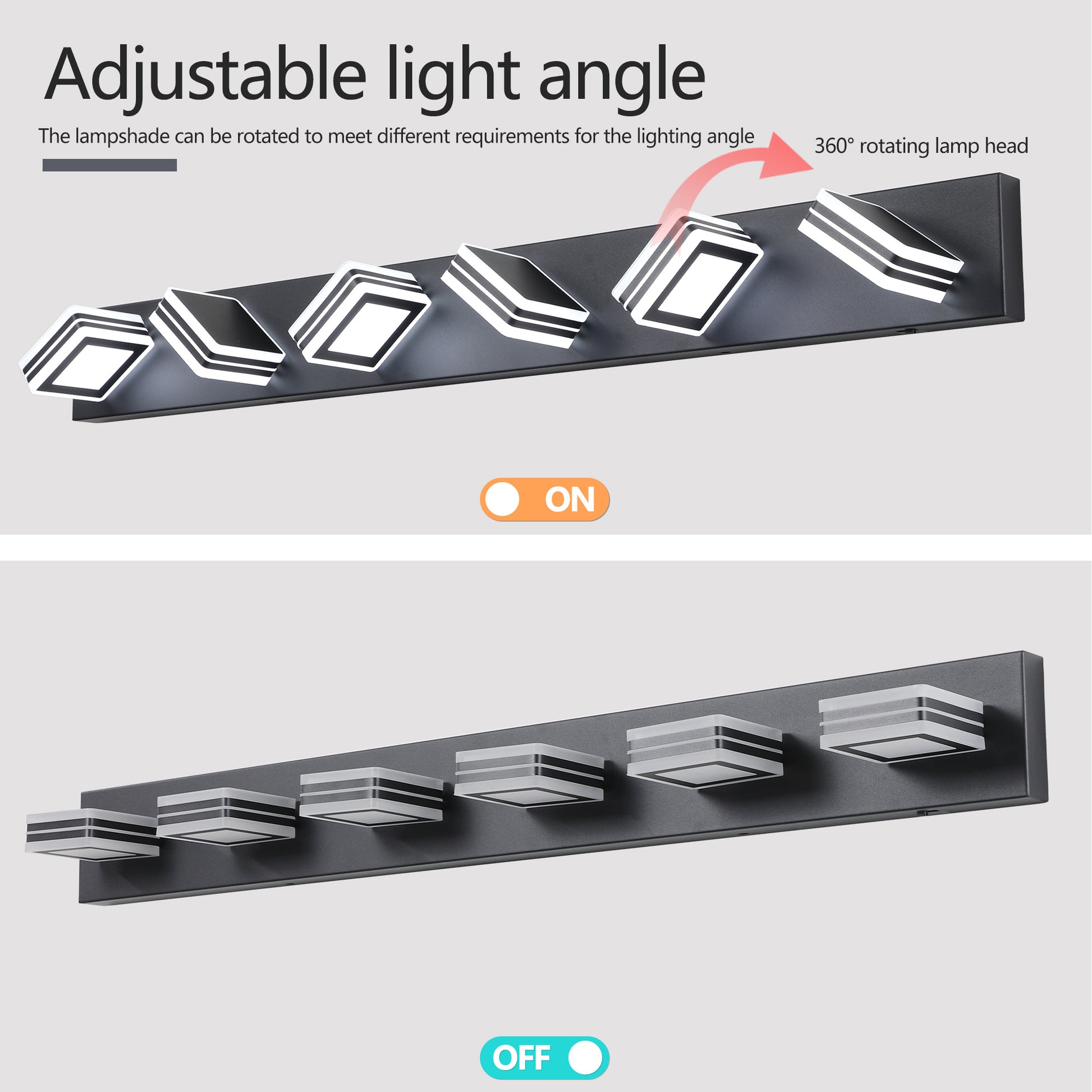 40" 6-Light Modern Black LED Vanity Light - view 6
