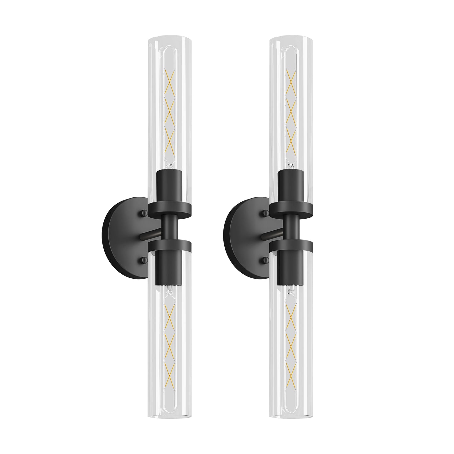 Matte Black Wall Sconce with Clear Glass, Set of 2 - view 8