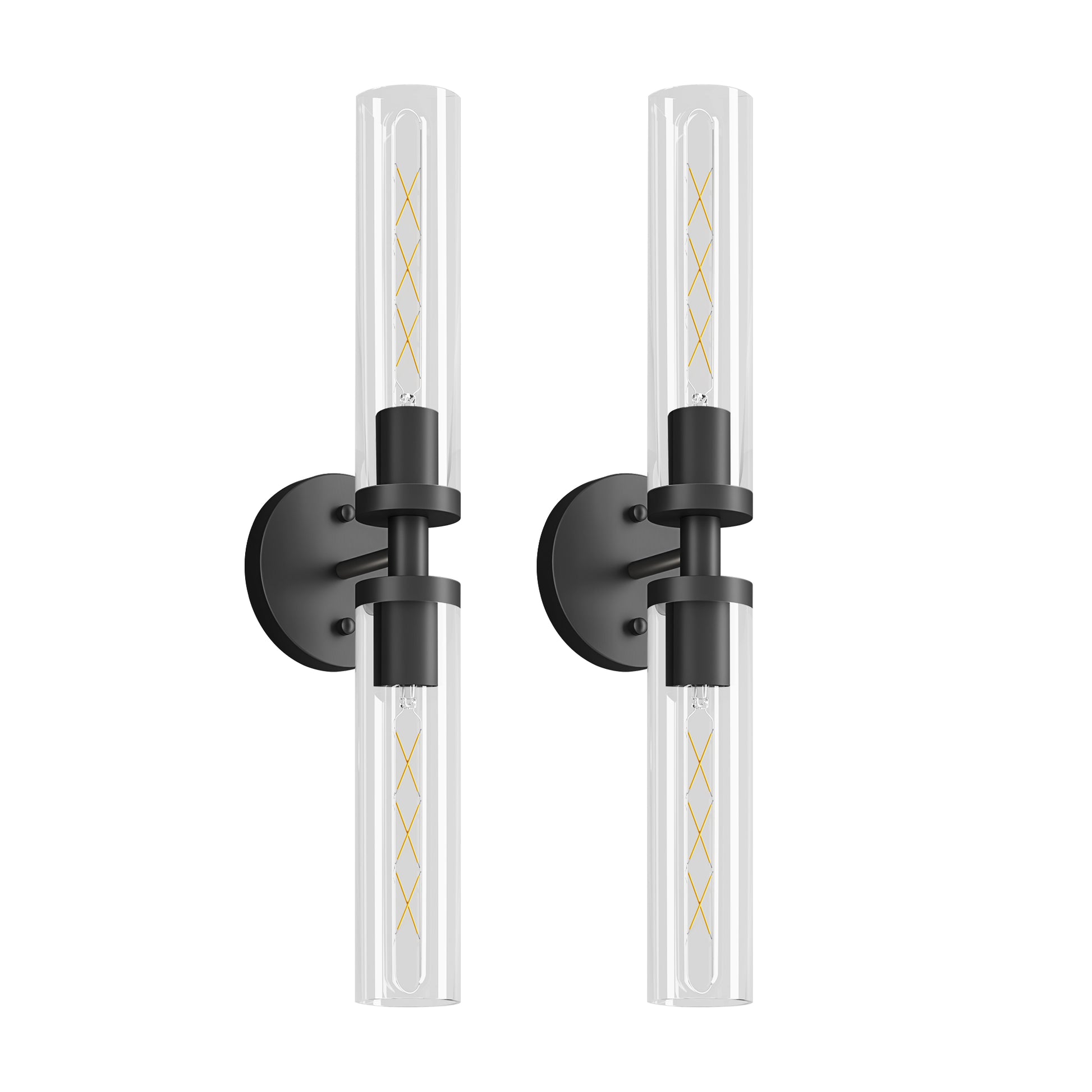 Matte Black Wall Sconce with Clear Glass, Set of 2 - view 8