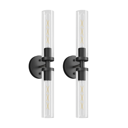Matte Black Wall Sconce with Clear Glass, Set of 2 - view 8