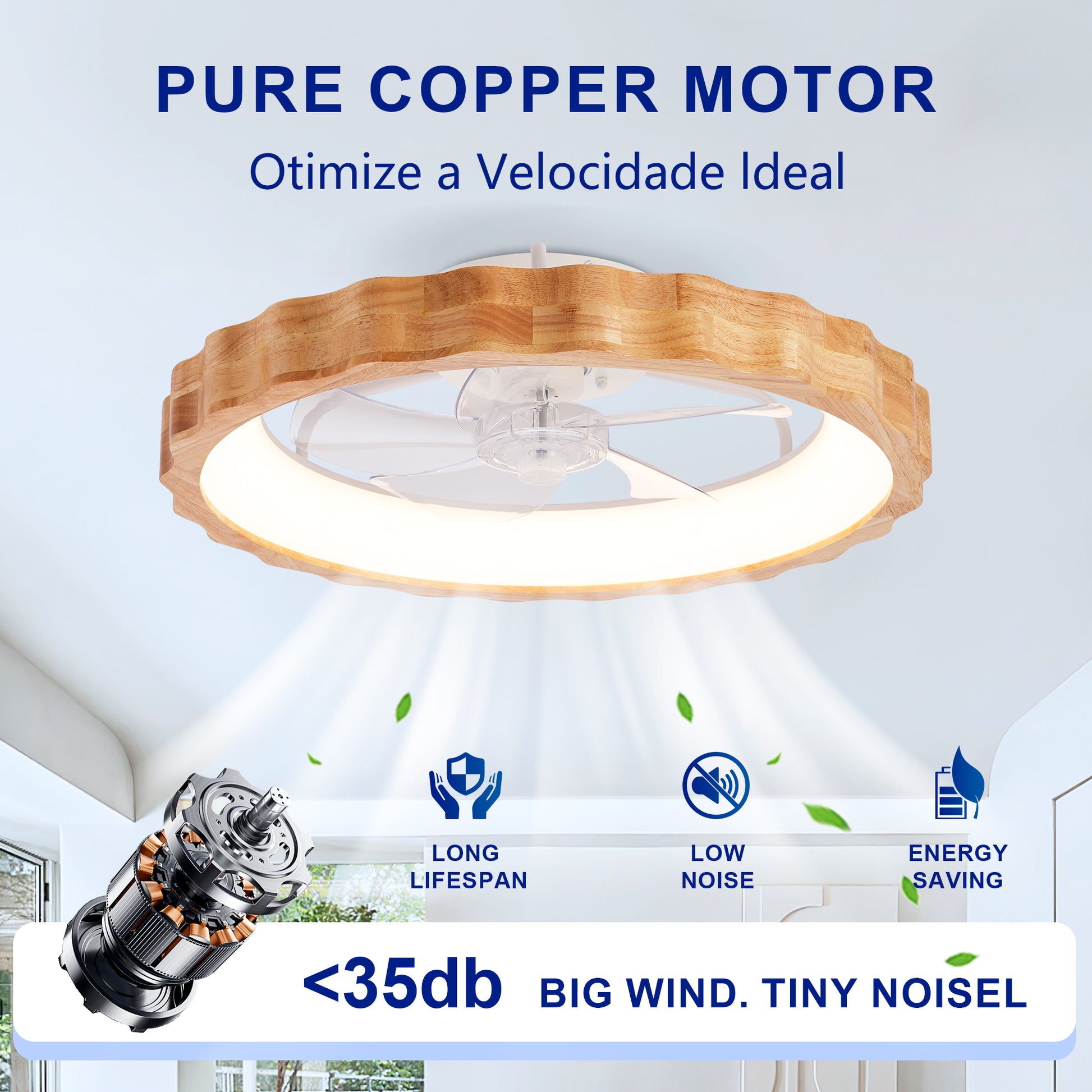 20" Plum Blossom Flush Mount Ceiling Fan with Dimmable LED - view 12