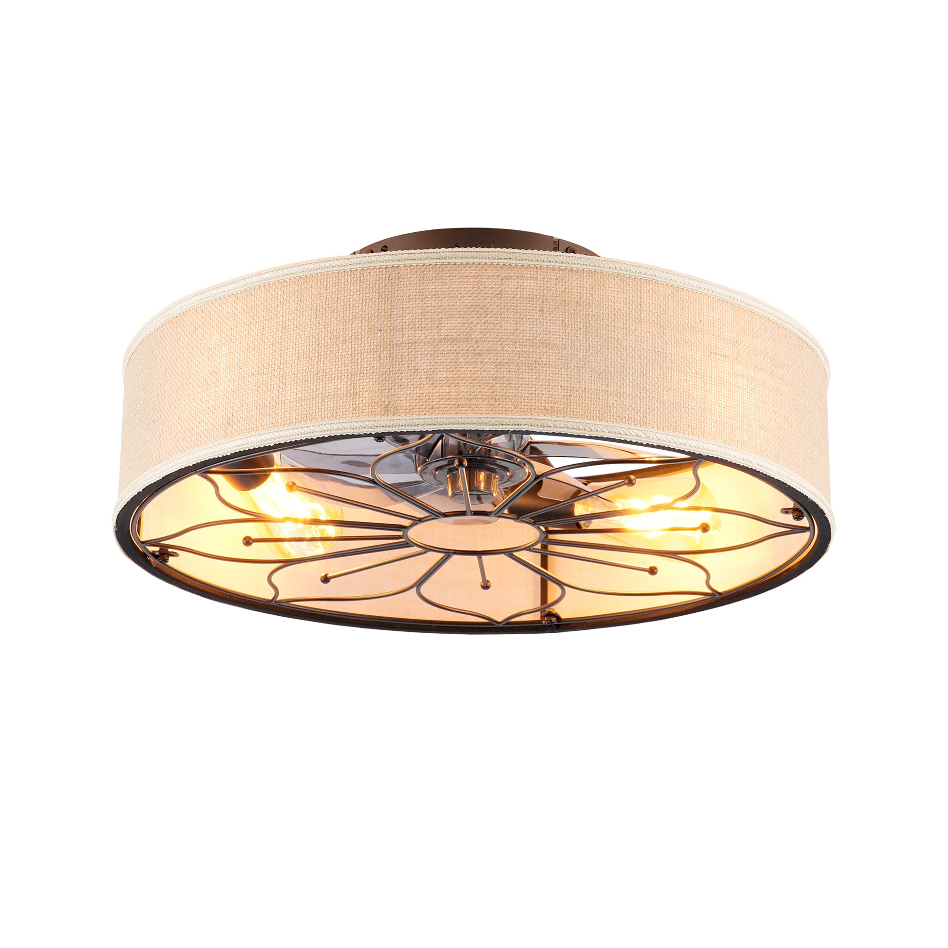 20" Lotus Fabric Farmhouse Bladeless Ceiling Fan with Remote