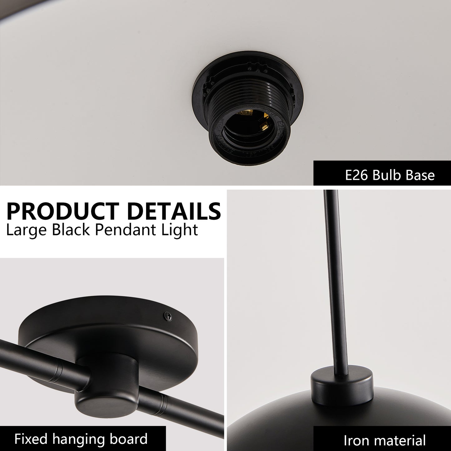 41" Matte Black Industrial Double Pendant Light - view 6