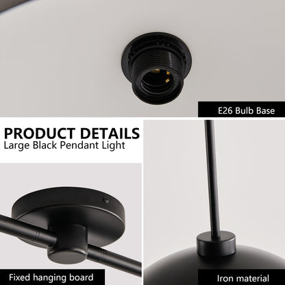 41" Matte Black Industrial Double Pendant Light - view 6