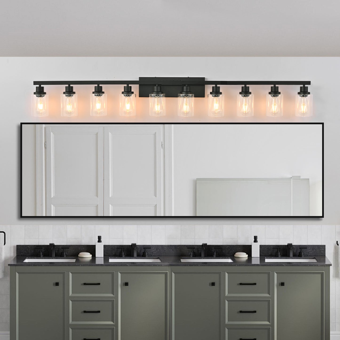65" 10-Light Matte Black Vanity Light - view 3