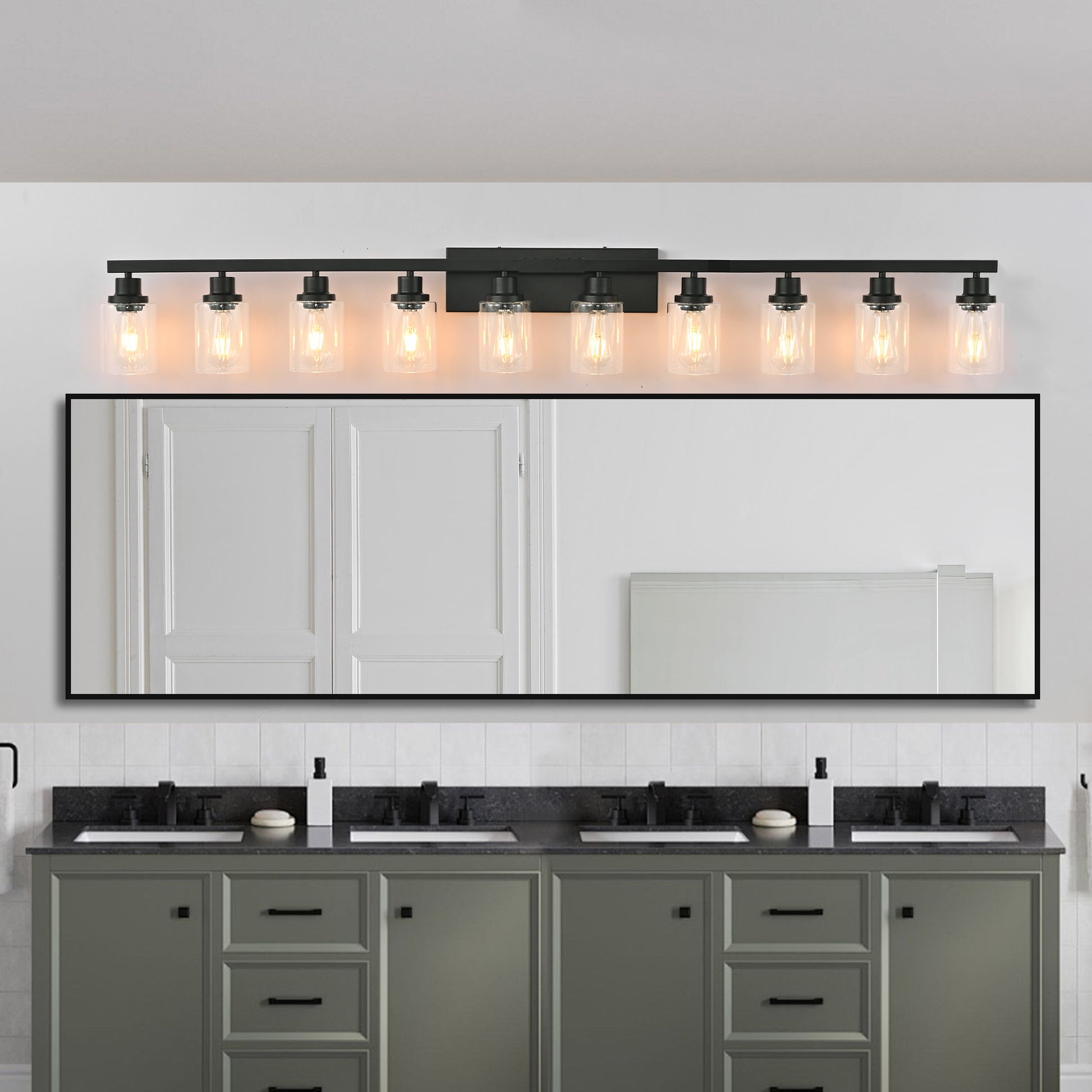 65" 10-Light Matte Black Vanity Light - view 3