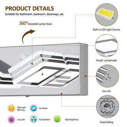 3-Light Chrome Bathroom Vanity Light, Dimmable LED - view 6