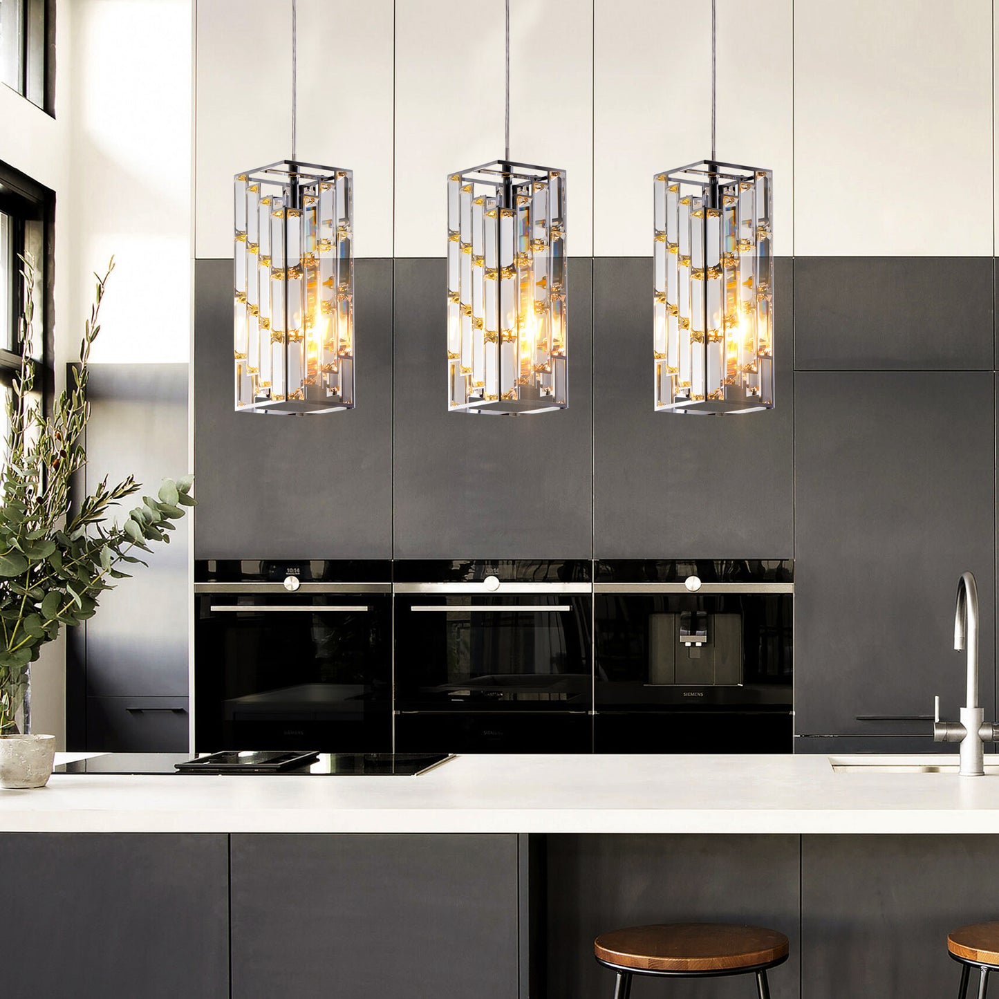 4" Chrome Crystal Pendant Light, Set of 3 - view 3