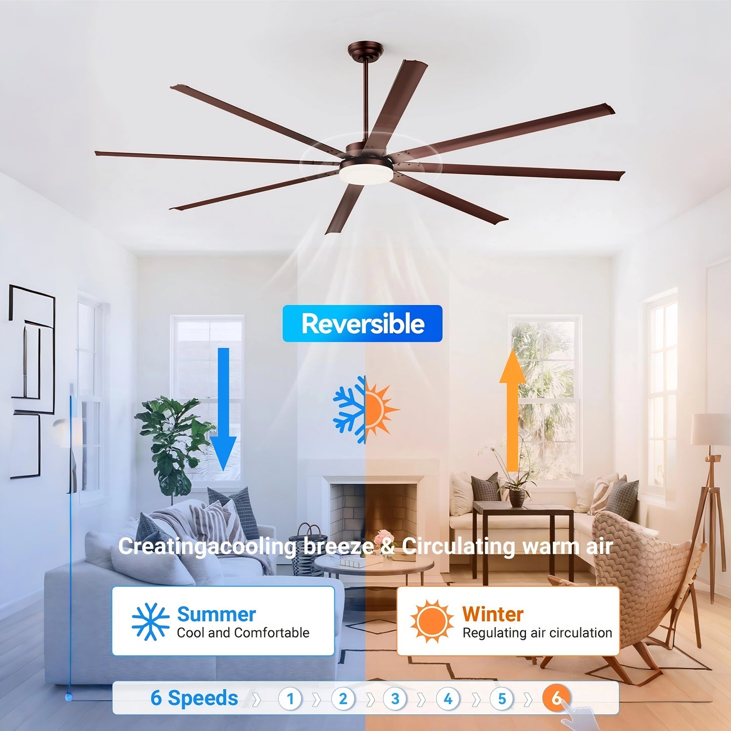 96" Coffee Industrial Ceiling Fan with Remote - view 9