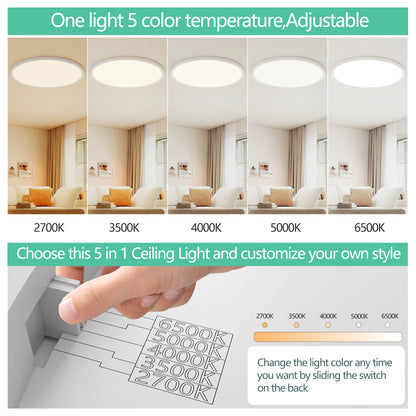 16" White Flush Mount Ceiling Light with Dimmable LED - view 5