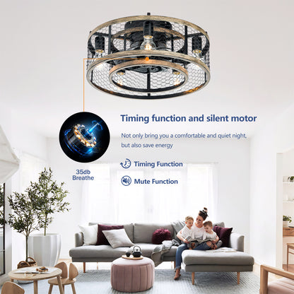20" Matte Black Caged Ceiling Fan with Remote - view 8