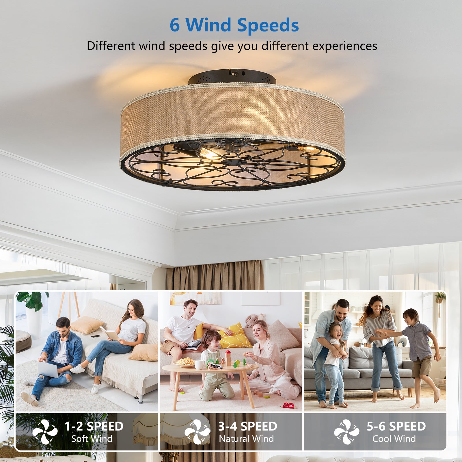20" Black Farmhouse Caged Ceiling Fan with Remote - view 4