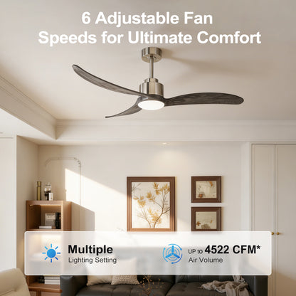 52" Nickel & Wood Ceiling Fan with Remote - view 18