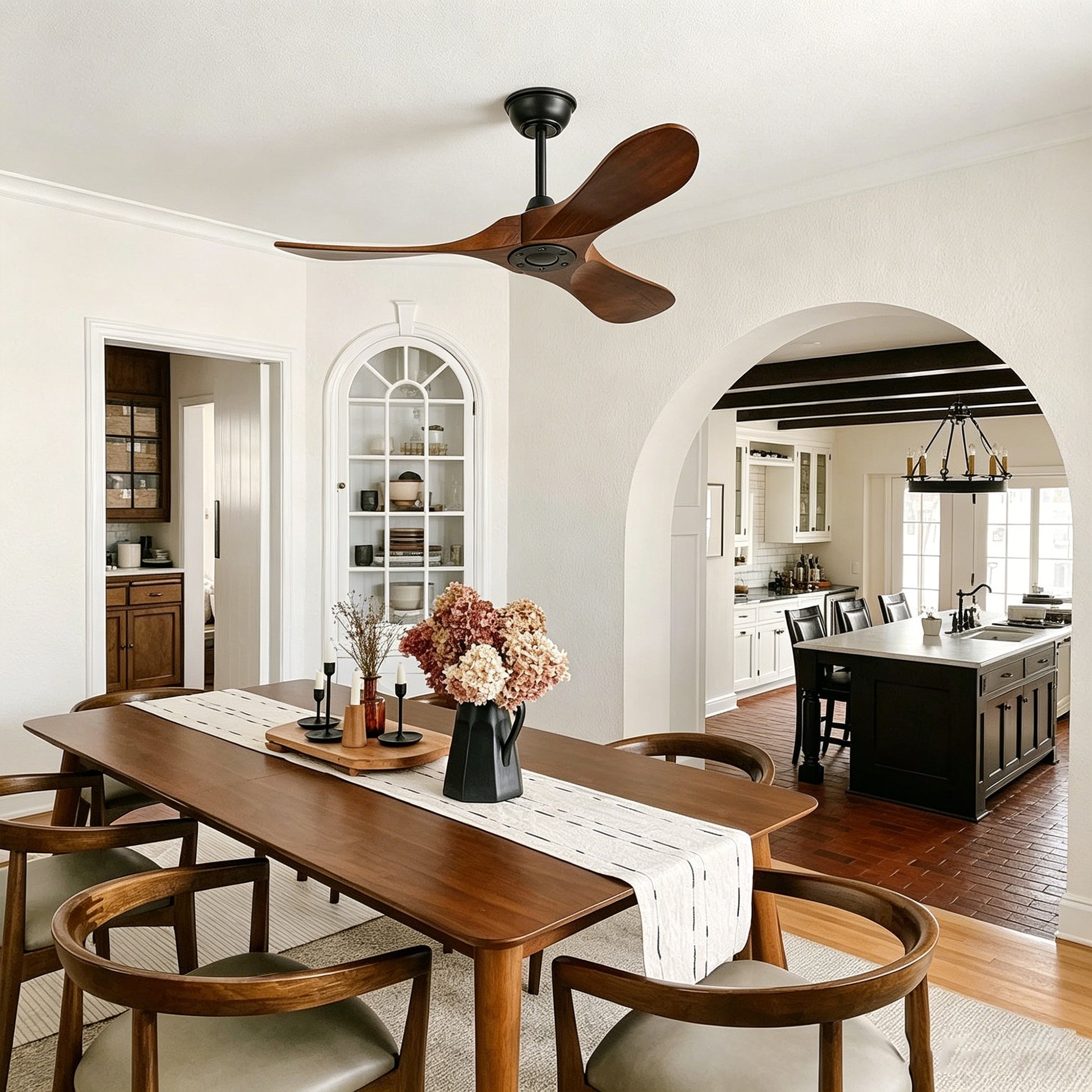 42" Matte Black Solid Wood Ceiling Fan with Remote - view 4