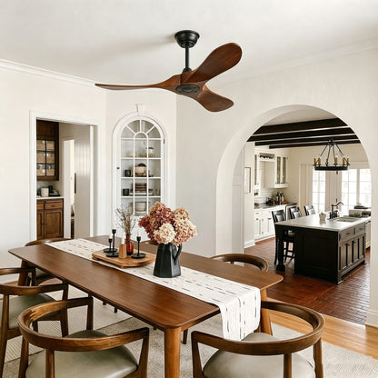 42" Matte Black Solid Wood Ceiling Fan with Remote - view 4