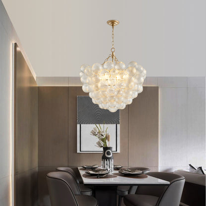 23.6" Gold Chandelier with Threaded Glass Globe - view 3